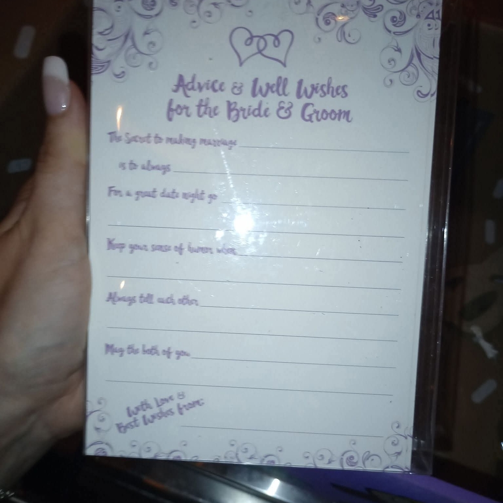Charming Purple Wedding Advice Cards
